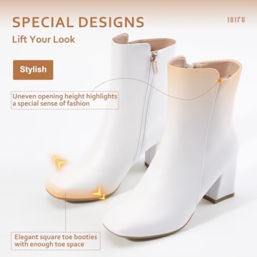 IDIFU Women's Fashionable Square Toe Ankle Boots in Style
