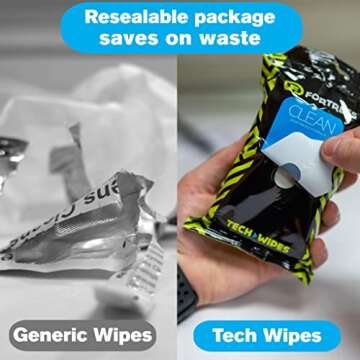 Fortress Electronic Wipes (25 ct.) To-Go Tech Wipes for Screens, Phones, Keyboards, TV Monitors, Computer Screens, and More [Travel Size] Skin-Safe Screen Cleaner Wipes, Electronic Wipes