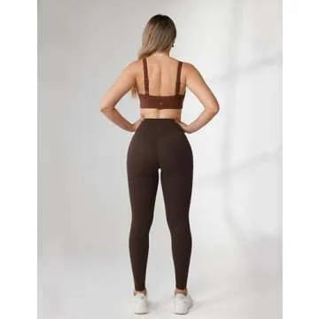 UNISSU Hugcurve No Front Seam High Waisted Workout Leggings for Women Buttery Soft Yoga Pants Gym Athletic Tights - 25'' Clay Brown Medium