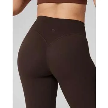 UNISSU Hugcurve No Front Seam High Waisted Workout Leggings for Women Buttery Soft Yoga Pants Gym Athletic Tights - 25'' Clay Brown Medium