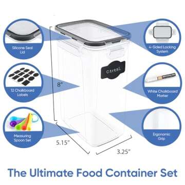 Airtight Food Storage Containers with Lids for Kitchen & Pantry Organization - Set of 12/2L Each - Must Haves for Flour, Sugar & Dry Food Storage - BPA Free Plastic Canisters with Accessories