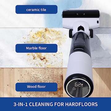 Cordless Wet Dry Vacuum Cleaner, Hardwood Floor Cleaner Vacuum Mop All in One with Self-Cleaning & Air Drying, LED Display, Smart Voice Assistant, Large Dual Water Tank, One Step Cleanning