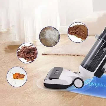 Cordless Wet Dry Vacuum Cleaner, Hardwood Floor Cleaner Vacuum Mop All in One with Self-Cleaning & Air Drying, LED Display, Smart Voice Assistant, Large Dual Water Tank, One Step Cleanning
