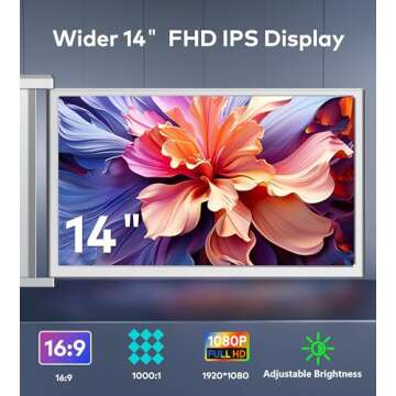 Laptop Screen Extender, 14" FHD 1080P IPS Portable Laptop Monitor Extender, HDMI/USB-C Plug and Play Triple Portable Monitor for 13.5" -16.5" Laptop, (MacOS/Wins/Switch/Android) - S1 Gray