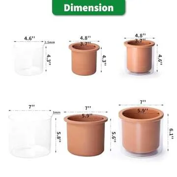 Phoenix Vine 4 Inch 6 Inch Self Watering Plants Pots, Design Terracotta Pots for Plants, Indoor Cylinder Terra Cotta Planter with Glass Vase Set, 51-A-G-46