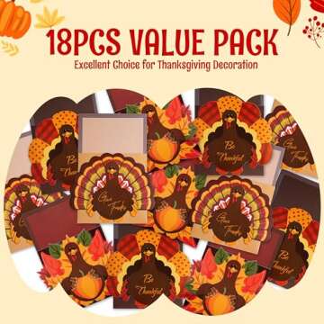 JOYIN 18PCS Thanksgiving Cutlery Holders Set, Thanksgiving Turkey Utensil Décor, Autumn Fall Harves...