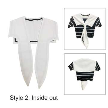 HoosaiyWoo Sailor Fake Collar for Women Free Size Female Detachable False Collars Match Sweater T-Shirt Dress Lolita Sailor Cosplay Fashion White Shawl Ladies Fake Collar Ties for Girl,A White