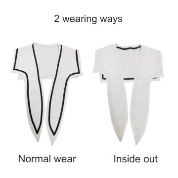 HoosaiyWoo Sailor Fake Collar for Women Free Size Female Detachable False Collars Match Sweater T-Shirt Dress Lolita Sailor Cosplay Fashion White Shawl Ladies Fake Collar Ties for Girl,A White