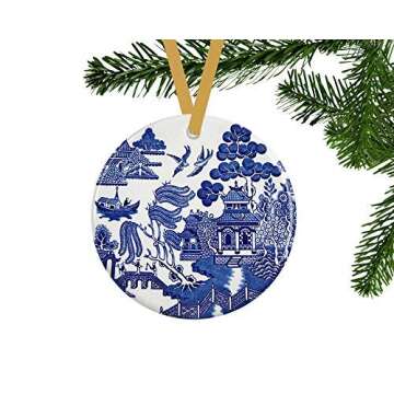 Willow Christmas Ornament - Blue and White Ornaments - Vintage Style Christmas Tree Decor - Cottage ...