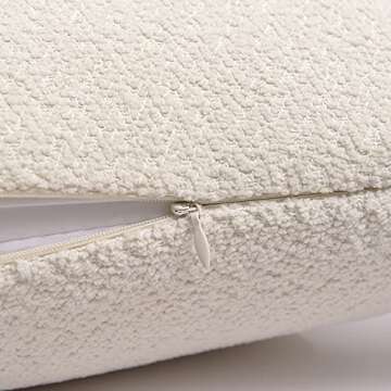 Rythome Ivory Colored Cute Boucle Textured Throw Pillow Covers, Cozy Soft Accent Cushion Cases, Modern Zippered Design for Sofa Couch Bed and Living Room - 20"x20", Pack of 2