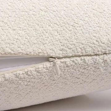 Rythome Ivory Colored Cute Boucle Textured Throw Pillow Covers, Cozy Soft Accent Cushion Cases, Modern Zippered Design for Sofa Couch Bed and Living Room - 20"x20", Pack of 2