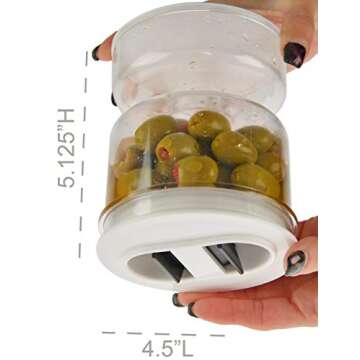 Home-X Pickle and Olives Hourglass Jar, Juice Separator, Pickle and Olive Container – 4.5” L