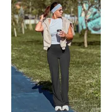 G4Free Wide Leg Pants Woman Yoga Pants for Women High Waisted Casual Lounge Athletic Work Dress Pants Workout Trousers(Black,S,29")