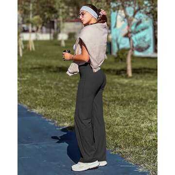 G4Free Wide Leg Pants Woman Yoga Pants for Women High Waisted Casual Lounge Athletic Work Dress Pants Workout Trousers(Black,S,29")