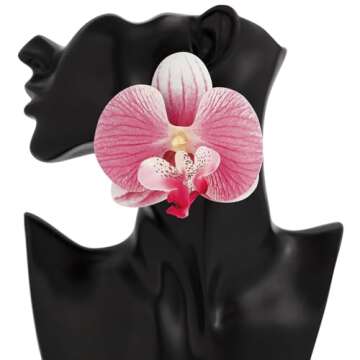 Bethynas Large Butterfly Orchid Earrings for Women