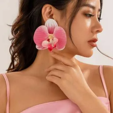Bethynas Large Butterfly Orchid Earrings for Women