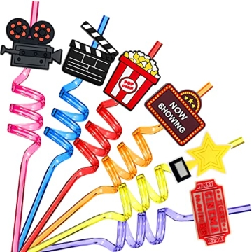 Vibrant 24 Pack Movie Night Drinking Straws - Perfect for Celebrations!