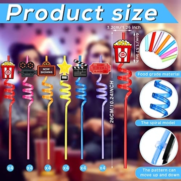 24 Pack Movie Night Drinking Straws for Fun Parties