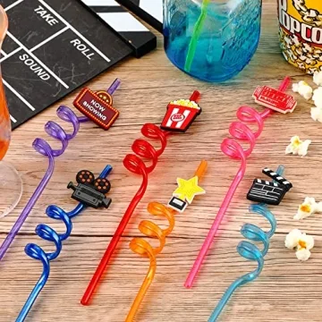 24 Pack Movie Night Drinking Straws for Fun Parties