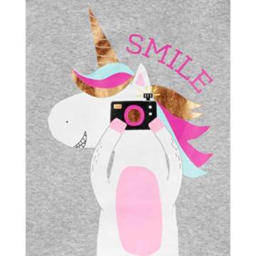 Simple Joys by Carter's Girls' 6-Piece Snug Fit Cotton Pajama Set, Black Unicorn/Blue Tortoise/Grey Heather/Pink Polka Dot, 8