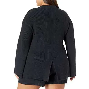 Stylish Alice Crewneck Ribbed Pullover Sweater - Black, XL