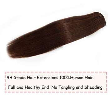 PERFECTOP 18 Inch Clip in Human Hair Extensions Chocolate Brown Straight Real Natural Hair Extensions Clip in Thick Hair Weft 70g 7pcs