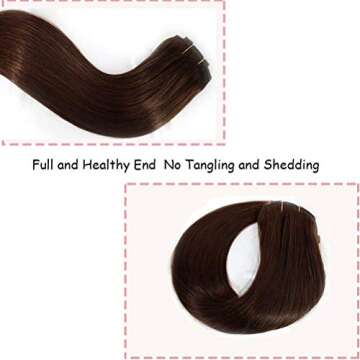 PERFECTOP 18 Inch Clip in Human Hair Extensions Chocolate Brown Straight Real Natural Hair Extensions Clip in Thick Hair Weft 70g 7pcs