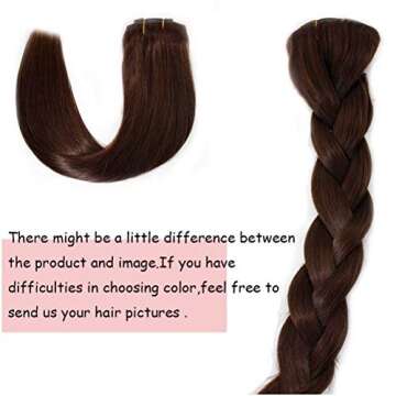 PERFECTOP 18 Inch Clip in Human Hair Extensions Chocolate Brown Straight Real Natural Hair Extensions Clip in Thick Hair Weft 70g 7pcs
