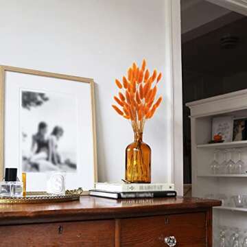 Uieke 17’’ Natural Bunny Tails Dried Flowers, 50 Pcs Dried Lagurus Ovatus, Dried Pampas Grass for Flower Arrangements Wedding Centerpieces Home Boho Baby Shower Party Fall Decorations (Orange)