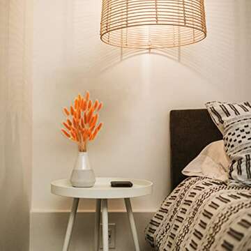 Uieke 17’’ Natural Bunny Tails Dried Flowers, 50 Pcs Dried Lagurus Ovatus, Dried Pampas Grass for Flower Arrangements Wedding Centerpieces Home Boho Baby Shower Party Fall Decorations (Orange)