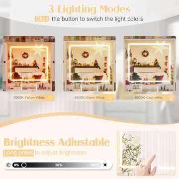 PAKASEPT Vanity Desk with Mirror and Lights, Makeup Vanity with 3 Lighting Modes& Charging Station, 5 Drawers, 4 Cabinets, Farmhouse Bedroom Vanitys for Women, Girls, Teens