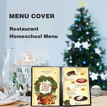 2PCS Menu Covers 8.5" x 11" Restaurant Menu Holder 4 Page 8 View Transparent Menu Sleeve,Fits A4 Siz...