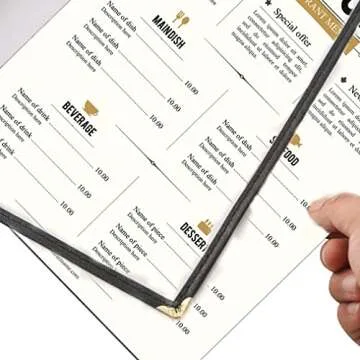 2PCS Menu Covers 8.5" x 11" Restaurant Menu Holder 4 Page 8 View Transparent Menu Sleeve,Fits A4 Size Paper for Restaurant Menu Home Project Office Daily Paper Chores and etc