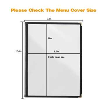 2PCS Menu Covers 8.5" x 11" Restaurant Menu Holder 4 Page 8 View Transparent Menu Sleeve,Fits A4 Size Paper for Restaurant Menu Home Project Office Daily Paper Chores and etc