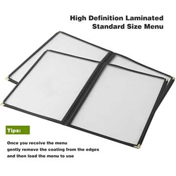 2PCS Menu Covers 8.5" x 11" Restaurant Menu Holder 4 Page 8 View Transparent Menu Sleeve,Fits A4 Size Paper for Restaurant Menu Home Project Office Daily Paper Chores and etc