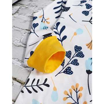 itkidboy Newborn Baby Girls Romper Jumpsuit Flower Long Sleeves Bodysuit + Floral Headband 2Pcs Outfit Set (Yellow + White, 3-6 Months)