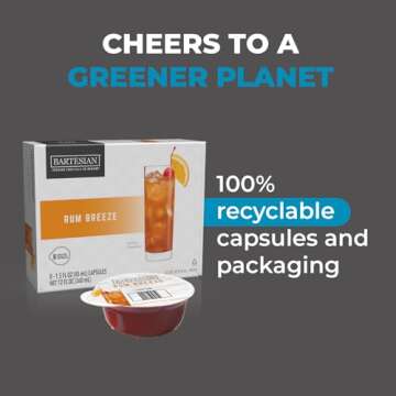 Bartesian Rum Breeze Cocktail Mixer Capsules, Pack of 8 Cocktail Capsules, for Bartesian Premium Cocktail Maker (55421)