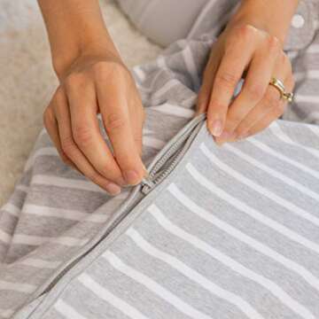 Comfy Cubs Baby Sleep Sack 6-12 Months, Medium - Soft 100% Cotton Wearable Blanket for Babies & Toddlers - Breathable Sleeveless Sleep Bag for Baby with Covered Zipper - Grey