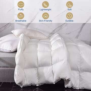 MH MYLUNE HOME Down Alternative Comforter, Winter Warm Duvet Insert Fluffy Lightweight Bed Comforter Insert White Baffle Box Sticched with Corner Tabs, King Size