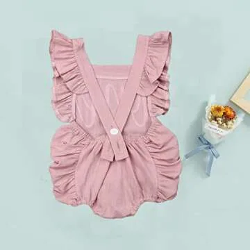 Puloru Baby Girl First Birthday Outfit ONE 1st Birthday Bodysuit Ruffle Romper with Headband Cake Smash Outfit (A Pink, 12-18 Months)