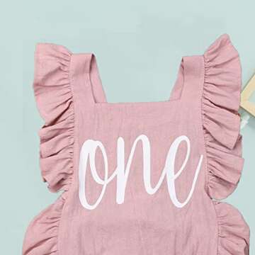 Puloru Baby Girl First Birthday Outfit ONE 1st Birthday Bodysuit Ruffle Romper with Headband Cake Smash Outfit (A Pink, 12-18 Months)