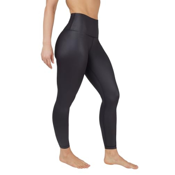 90 Degree By Reflex Women's High Waisted Tummy Control Faux Leather Leggings