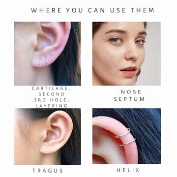 Small Gold Huggie Hoop Earring Set for Cartilage Helix Tragus Nose Ring Hoop, Tiny 14K Yellow Gold Filled Mini Gold Hoops - 6mm 7mm 8mm