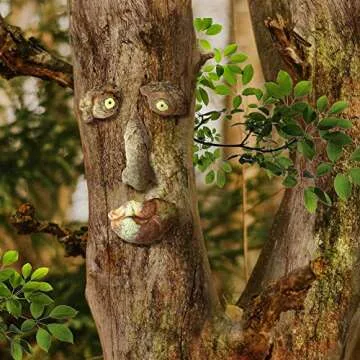INNOLITES Tree Faces Decor Outdoor, Tree Face Outdoor Statues Old Man Tree Hugger Bark Ghost Face Decoration Funny Yard Art, Tree Decor Outdoor for Halloween Easter Garden Creative Props (D)