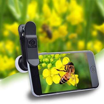 APEXEL 12X / 24X Macro Lens, Macro Lens for iPhone with Universal Clip, HD Phone Macro Lens Attachme...