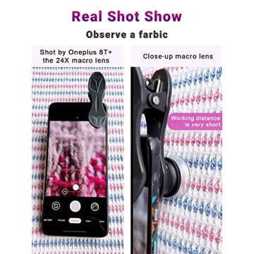 APEXEL 12X / 24X Macro Lens, Macro Lens for iPhone with Universal Clip, HD Phone Macro Lens Attachment for Phone Camera, iPhone Photograph Accessories Fits for All Cellphone and Pads Mini Microscope