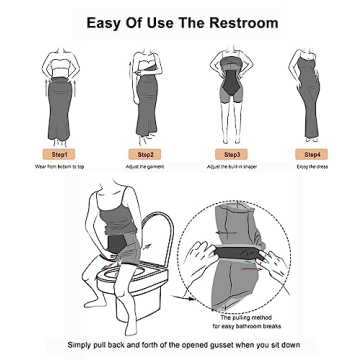 Popilush Shapewear Dress Built-in Bra Bodycon Maxi Formal