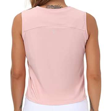 Ice Silk Workout Tops for Women Quick Dry Muscle Gym Running Shirts Sleeveless Flowy Yoga Tank Tops (Pink, Medium)