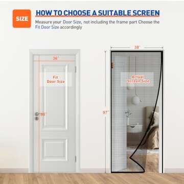MAGZO Magnetic Screen Door Fits Door Size 36 x 96 Inches, Actual Screen Size 38 x 97 Inches, Side Op...
