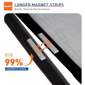 MAGZO Magnetic Screen Door Fits Door Size 36 x 96 Inches, Actual Screen Size 38 x 97 Inches, Side Opening Screen Mesh Broader Enjoy Fresh Air, Black